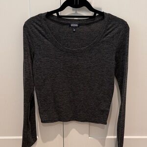 Tildon Women's Charcoal Scoop Neck Long Sleeve Tee Size S